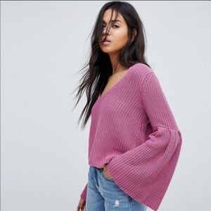 Free People Damsel Pullover Sweater in Rose